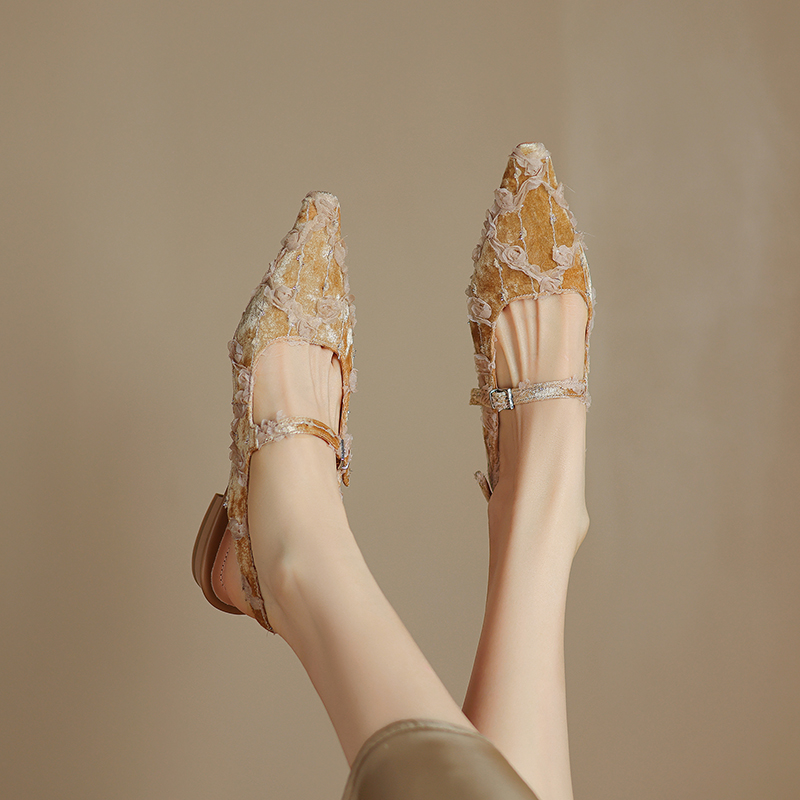 Retro Chinese Style Pointed Backless Flat Sandals for Women - Vintage Corso Venezia Inspired Footwear