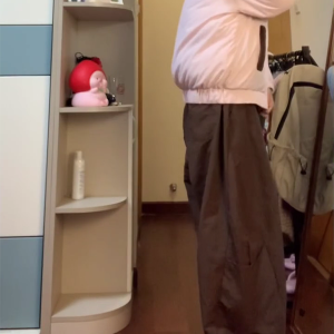 Retro Coffee-Colored Work Pants for Women - Loose Fit, Wide-Leg, Floor-Length Casual Trousers, American-Style, 90s Inspired