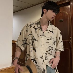 Retro Cuban Collar Floral Short-Sleeve Shirt for Men and Women - Vintage Loose Beach Style, Lightweight Summer Trend