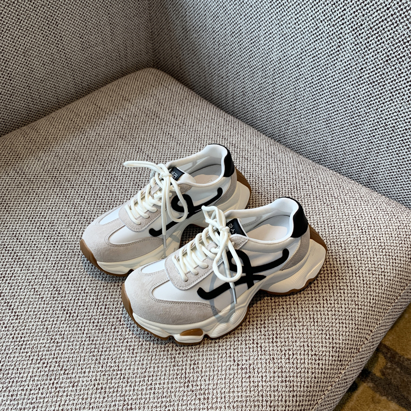 Retro Dad Shoes for Women - 2025 New Style Genuine Leather, Breathable Thick-Soled, Height-Increasing Casual Sports Shoes