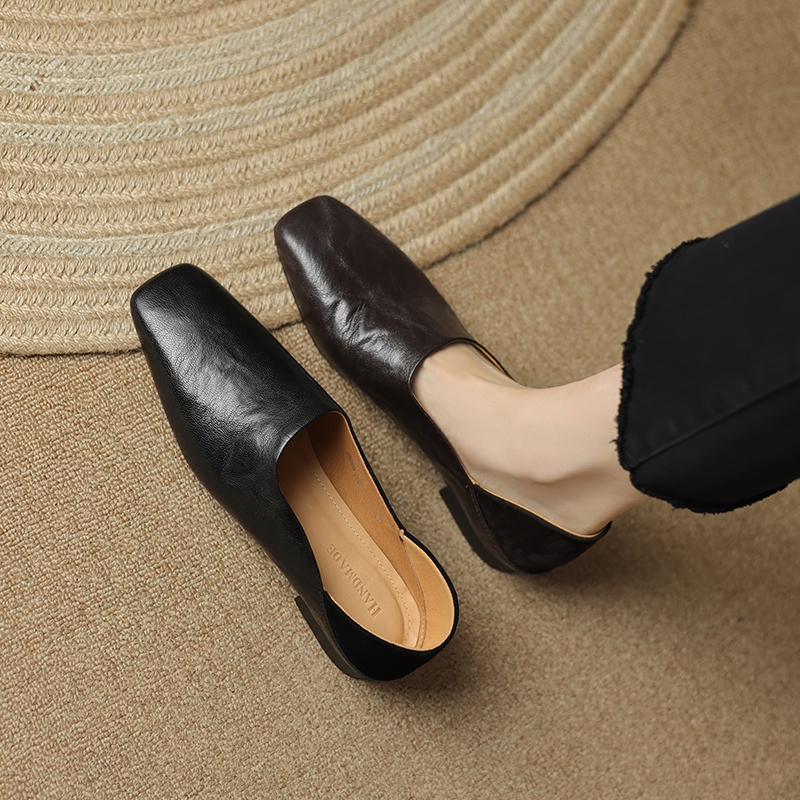 Retro High-End Genuine Leather Lazy Loafers for Women - Summer 2025 Fashion, Italian Style, Comfortable & Chic
