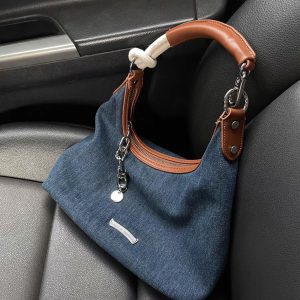 Retro Hong Kong-Style Denim Tote Bag for Women - Versatile Underarm Shoulder Crossbody Bag, 2023 Fashion Essential