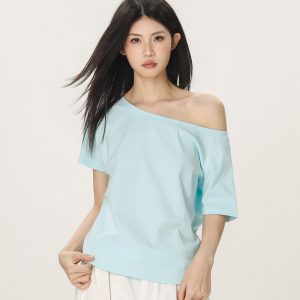Retro Off-Shoulder T-Shirt for Women - Summer Short Sleeve Slim Fit - Unique Beautiful Hot Girl Style