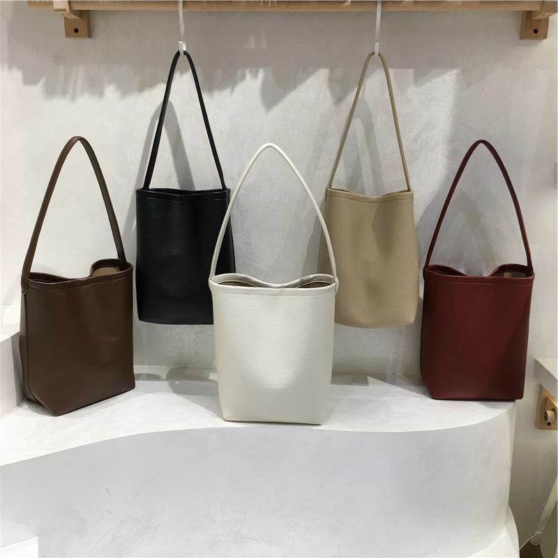 Retro Solid Color Versatile Tote Bag for Commuting - Lazy Style Underarm Bucket Bag for 2024 Fashion