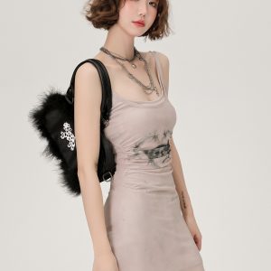 Retro Spicy Girl Cat Print Camisole Dress - Summer Bodycon Dress for a Girly Look, Perfect for Y2K and Retro Fashion Lovers