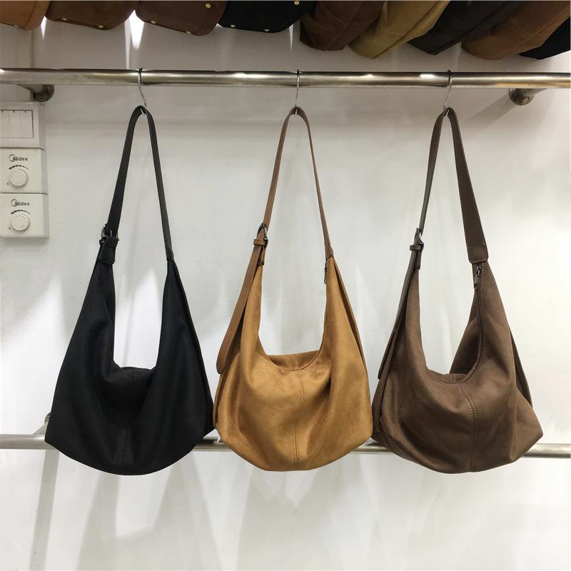 Retro Suede Dumpling Bag for Autumn/Winter - Korean Niche Design Commuting Shoulder Crossbody Tote