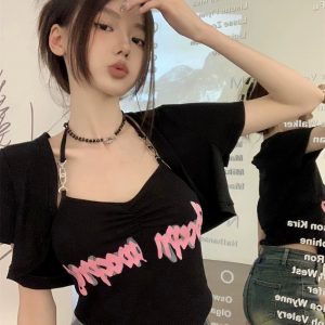 Sexy Halter Neck Tank Top and Cardigan Two-Piece Set for Women, Summer Crop Top with Short Sleeves, European and American Style