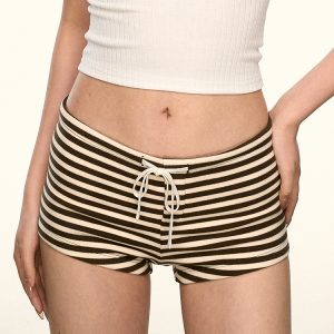 Sexy Striped Low-Waist Ultra-Short Shorts for Women - Summer Body-Hugging Hot Pants in American Style