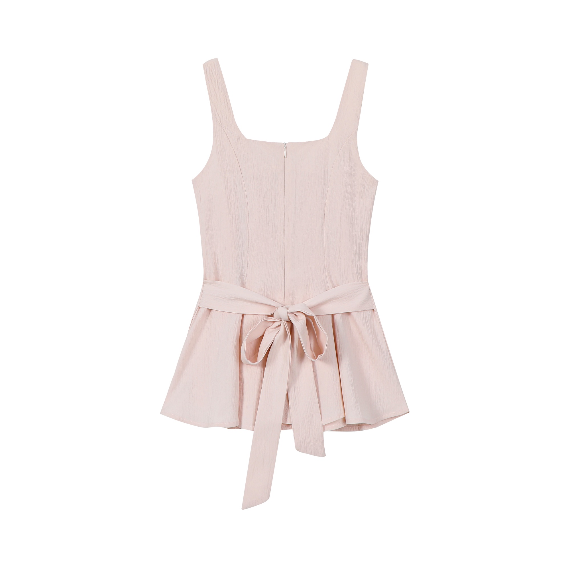 Sleeveless Windbreaker Collar Top with Pleated Hem and Spaghetti Straps - 2025 Summer Style for Socialites and Heiresses