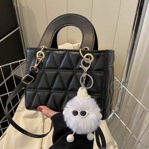 Small Diamond-Pattern Mini Bucket Bag for Women - Trendy Summer 2025 Crossbody Handbag for Commuting and Everyday Style