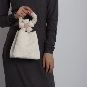 Soft Floral Woven Bucket Handbag - Cute 2024 Spring/Summer Crossbody Bag with Wheat Ear Design