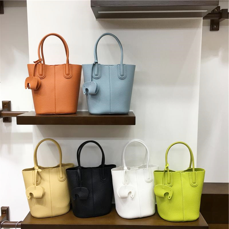 Soft Leather Fashion Tote Bucket Bag - Versatile Commuter Shoulder Crossbody Small Bag for 2025 Spring Style