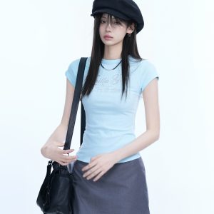 Spicy Girl Slim-Fit Short Sleeve T-Shirt - "Sit and Eat Until the Mountains Are Empty" - Women's Summer Casual Top