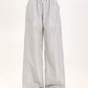 Summer American-Style Quick-Dry Wide-Leg Pants for Women, Bow Accent Loose Straight-Leg Casual Trousers
