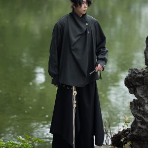 Summer Irregular Yohji Shirt for Men and Women, Niche Yamamoto Design, Chinese Style, Unique Fashion Top