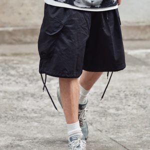 Summer Loose Fit Large Size Men's Cargo Shorts with Drawstring - Trendy Japanese Style Fashion for Casual Wear