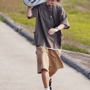 Summer Loose Fit Large Size Men's Cargo Shorts with Drawstring - Trendy Japanese Style Fashion for Casual Wear
