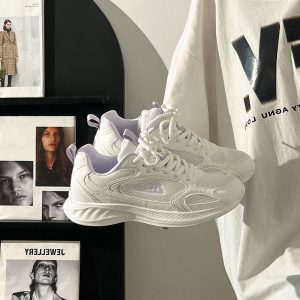 Summer Mesh Breathable Casual Old Daddy Shoes for Women - Lightweight White Sneakers for 2025 Y2K Style