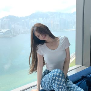 Summer Semi-Permanent Short Sleeve T-Shirt - Women's Basic Versatile Slim Fit Top for Hot Girls - 90s Inspired Fashion
