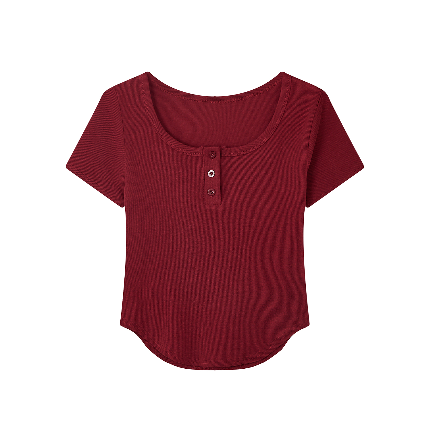 Summer Slim Fit Red Short-Sleeved T-Shirt for Women, Stylish Elegant Shoulder Top, Casual Everyday Wear