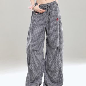 Summer Wide-Leg Casual Work Pants for Women - Loose BF Style, Curved Knife Design, American Jazz Dance Inspired