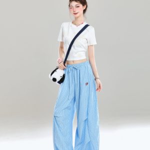 Summer Wide-Leg Casual Work Pants for Women - Loose BF Style, Curved Knife Design, American Jazz Dance Inspired