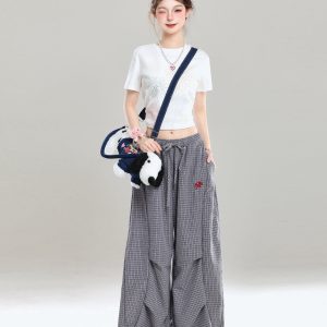 Summer Wide-Leg Casual Work Pants for Women - Loose BF Style, Curved Knife Design, American Jazz Dance Inspired
