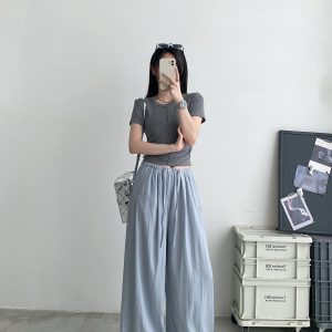 Summer Wide-Leg Sunscreen Pants for Women - Casual Thin Floor-Length Trousers for Work - Sun Yuzu Cool Style
