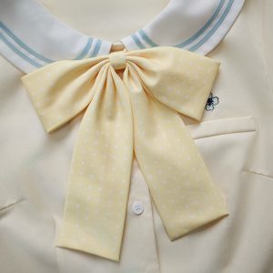 Super Large Polka Dot Bowtie Uniform Accessory - Adjustable Pink Bowknot for Versatile College Style, Cute Pudding Bear Design