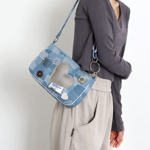 Sweet Cool Heart Cowboy Underarm Bag for Women - Y2K Chain Crossbody Bag, Trendy 90s Style, Unique Niche Design