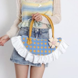 Sweet Cute Woolen Fan-Shaped Tote Underarm Handbag for Autumn Winter - Trendy High-End Fashion Accessory