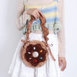 Sweet Donut Small Round Crossbody Bag for Girls - Cute Trendy Phone Bag in Lolita Style