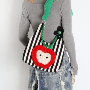 Sweet Plush Apple Tote Bag for Women - Cute Niche Design, Perfect for Christmas Gifts, Stylish Shoulder Bag for Everyday Use