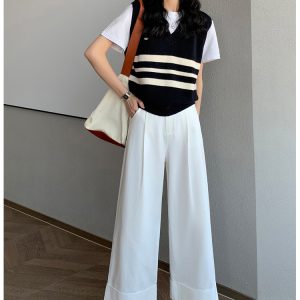 Tencel Washed Cotton Wide-Leg Pants for Women, Hip-Hiding Slimming Casual Nine-Point Pants, 90s Inspired Spring/Summer Fashion