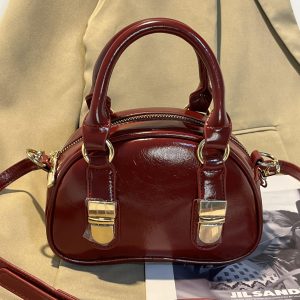 Textured Niche Bowling Bag for Women - 2025 Fashion, Simple Design, Small Round Shoulder Crossbody Handbag