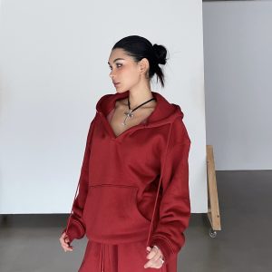 Thick Fleece V-Neck Hoodie for Cold Weather - Super Warm Loose Fit - Cozy Lazy Style - Available in 3 Colors