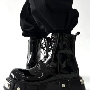 Thick-Soled Martin Boots for Men, Niche Punk Style Zipper Motorcycle Boots, British Big Toe High-Top Shoes, European American Fashion