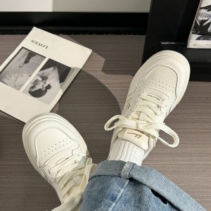 Thick-Soled White Mesh Shoes for Women - Summer 2025 New Style, Breathable, Height-Increasing, Versatile Big Toe Design