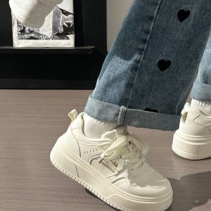 Thick-Soled White Mesh Shoes for Women - Summer 2025 New Style, Breathable, Height-Increasing, Versatile Big Toe Design