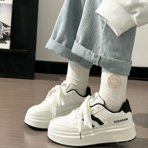 Thick-Soled White Sneakers for Women, 2025 Summer Style, Breathable Big Toe Design, Versatile Footwear for Female Students