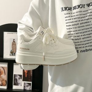 Thick-Soled White Sneakers for Women, 2025 Summer Style, Breathable Big Toe Design, Versatile Footwear for Female Students