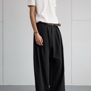Trendy 2025 Spring Draped Foldable Trousers for Men – Loose Versatile Straight Casual Pants for Couples
