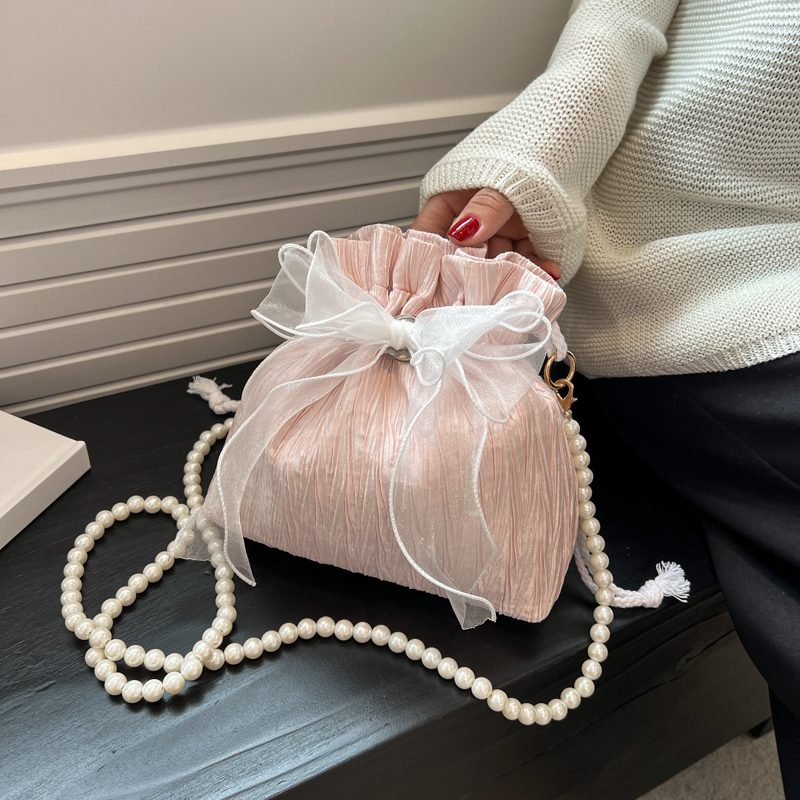 Trendy Pearl Bucket Bag for Women, Summer 2025 Fairy Crossbody Bag, Textured Versatile Niche Style