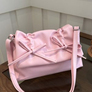 Trendy Pink Bow Shoulder Crossbody Bag for Women, Large Capacity Commuter Tote, 2025 Fashion Must-Have