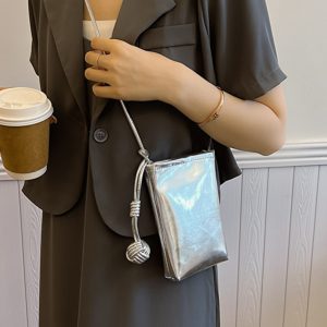 Trendy Silver Mini Handbag for Women - 2025 Summer Versatile Chain Shoulder Crossbody Phone Bag