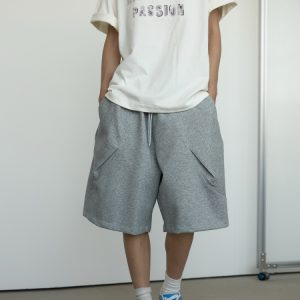 Unisex Loose-Fitting Deconstructed Pleated Shorts with Large Pockets - 2025 Fashion Trend, Five-Point Length