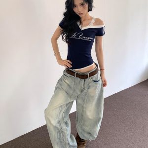 V-Neck Short Sleeve Women's Summer T-Shirt - Spicy Girl Lace Splicing Slim Fit Top - Trendy American Style Fashion