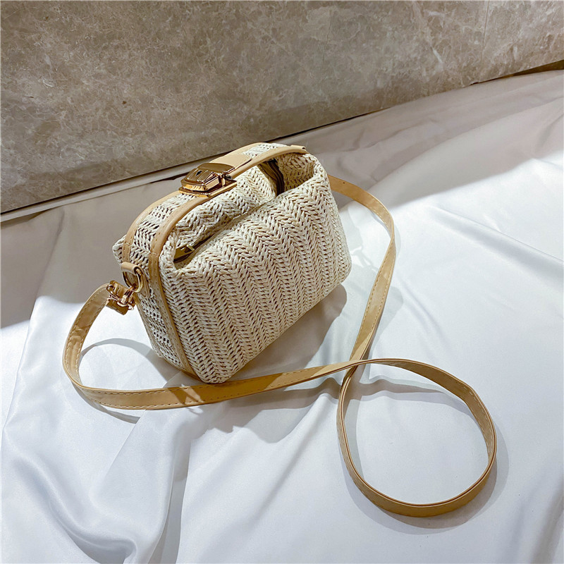 Versatile Straw Woven Small Square Bag for Women - Casual Handheld, Shoulder & Crossbody Style for Summer 2025