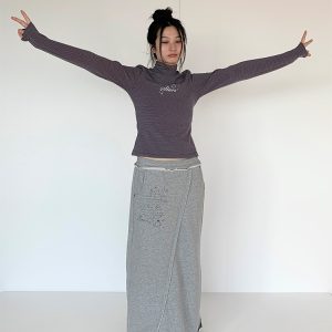 Versatile Striped High Neck Long Sleeve T-Shirt for Women - Autumn Winter Fashion Essential, Cozy Layering Top