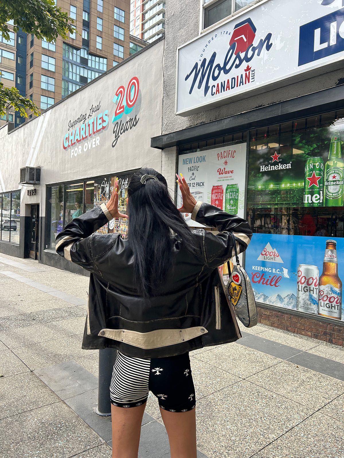 Vintage 90s Distressed Cotton-Padded Motorcycle Jacket - High-End Bikecore Style